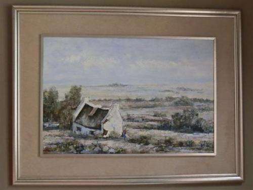 Large farm cottage landscape oil painting by Maartin van Dyk - value R2500