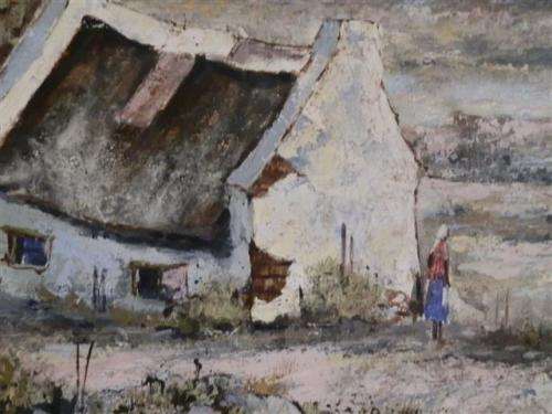 Large farm cottage landscape oil painting by Maartin van Dyk - value R2500