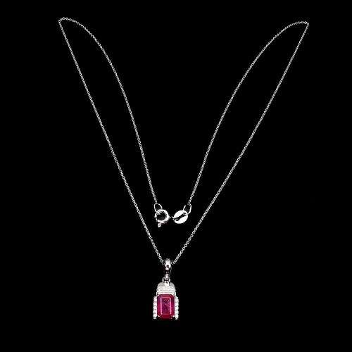 Gorgeous ruby necklace, 14 ct white gold over solid sterling silver