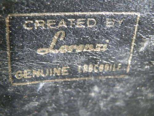 Lovely sturdy vintage `Lorenzi` black genuine crocodile leather handbag on a chain strap