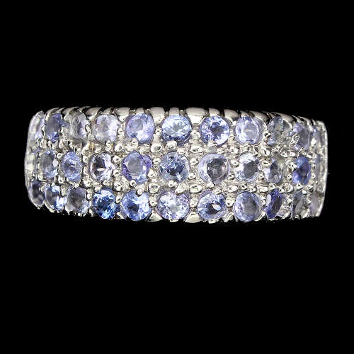 VALENTINE`S SPECIAL!!  Sparkling Natural Tanzanate ring, 14 ct White Gold over Solid Sterling Silver