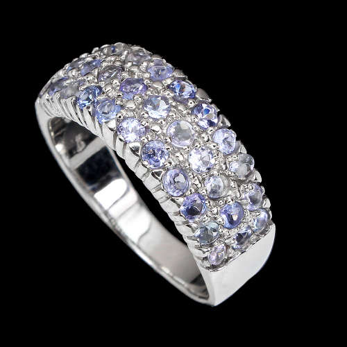 VALENTINE`S SPECIAL!!  Sparkling Natural Tanzanate ring, 14 ct White Gold over Solid Sterling Silver