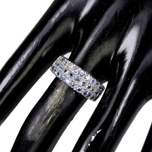 VALENTINE`S SPECIAL!!  Sparkling Natural Tanzanate ring, 14 ct White Gold over Solid Sterling Silver