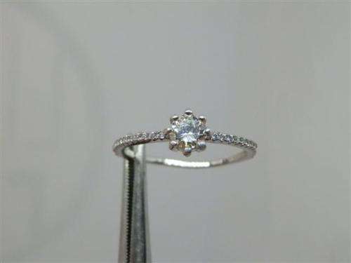 Sparkling solid sterling silver .32 ct natural diamond ring