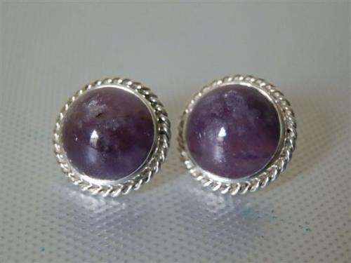 Elegant Vintage Solid Sterling Silver Amethyst Earrings - weight 11.02 g.