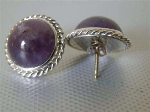 Elegant Vintage Solid Sterling Silver Amethyst Earrings - weight 11.02 g.
