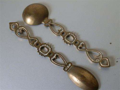 Vintage Pair of Brass Salad Spoons