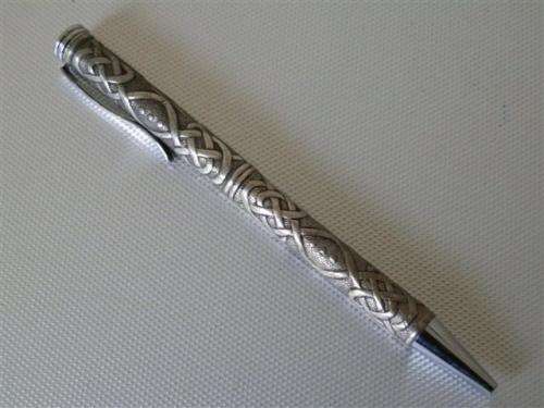 Heavy vintage decorated silver ballpont pen - weight 56.30 g.
