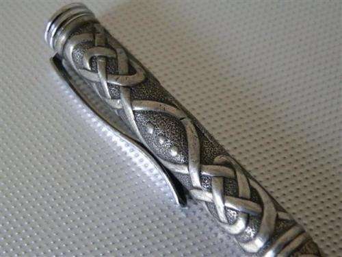 Heavy vintage decorated silver ballpont pen - weight 56.30 g.