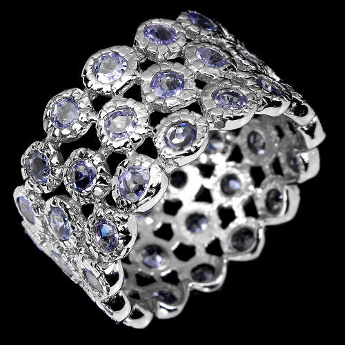 Sparkling Solid 925 Silver Tanzanite Ring - weight 4.98 g
