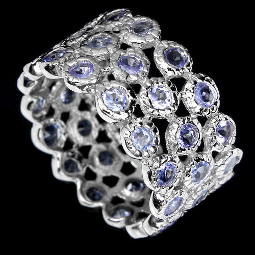 Sparkling Solid 925 Silver Tanzanite Ring - weight 4.98 g