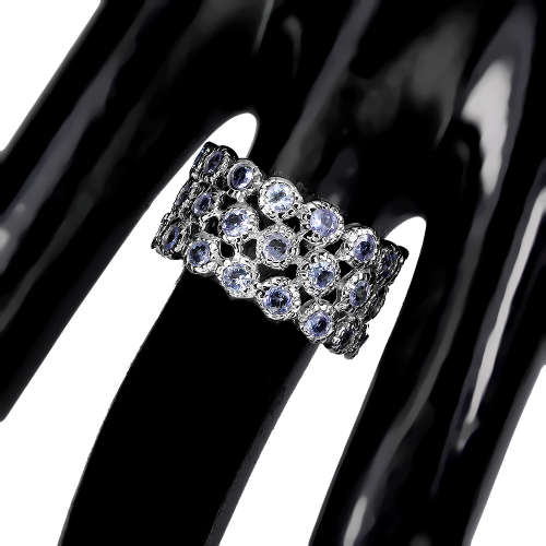 Sparkling Solid 925 Silver Tanzanite Ring - weight 4.98 g