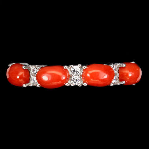 Stunning Solid Sterling Silver Natural Coral Ring