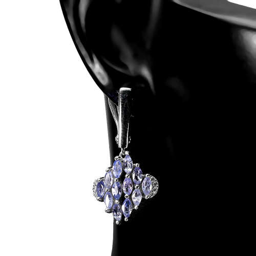 Alluring Solid Sterling Silver Natural Tanzanite Earrings