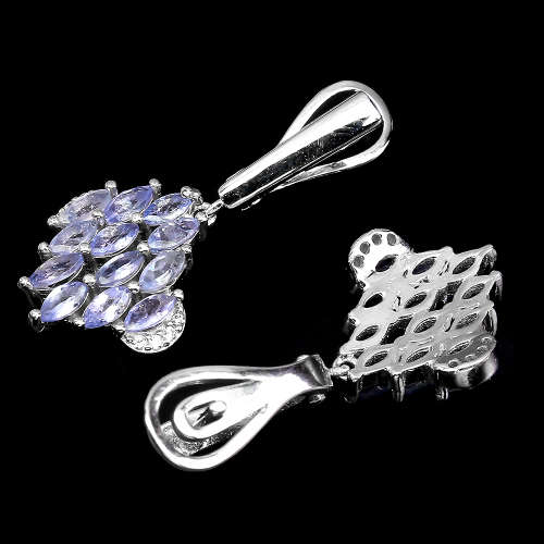 Alluring Solid Sterling Silver Natural Tanzanite Earrings