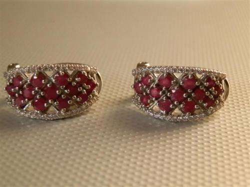 Exquisite Solid Sterling Silver Natural Ruby Earrings