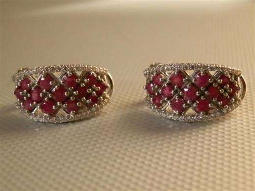 Exquisite Solid Sterling Silver Natural Ruby Earrings
