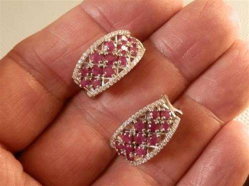 Exquisite Solid Sterling Silver Natural Ruby Earrings