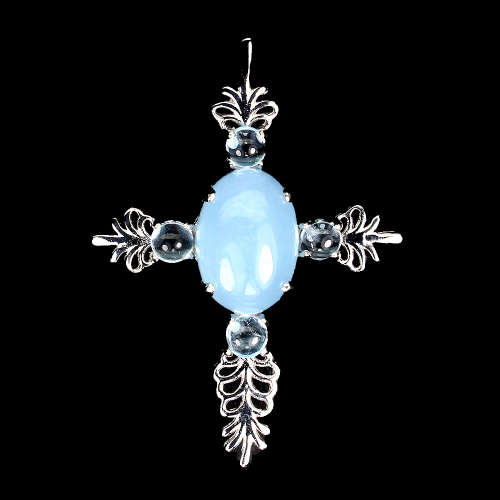Natural Aquamarine Solid Sterling Silver 14 ct White Gold Necklace, no Tarnish
