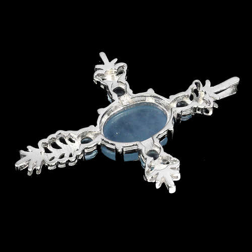 Natural Aquamarine Solid Sterling Silver 14 ct White Gold Necklace, no Tarnish