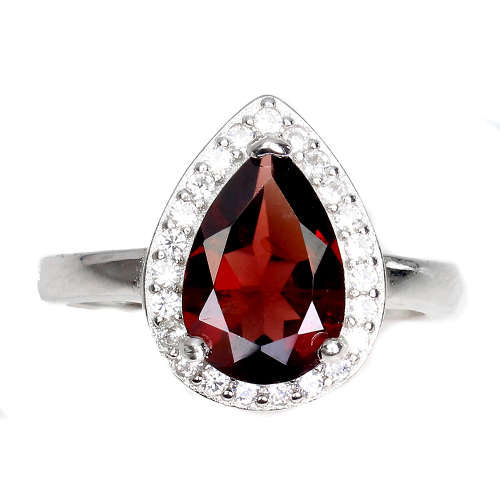 Magnificent Solid Sterling Silver Natural Mozambique Garnet Ring