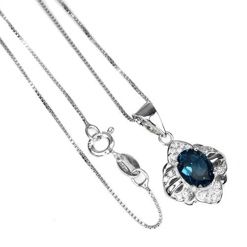 FOR Elmine Mudge ONLY - Sterling Silver Natural London Blue Topaz Necklace and Earrings ONLY