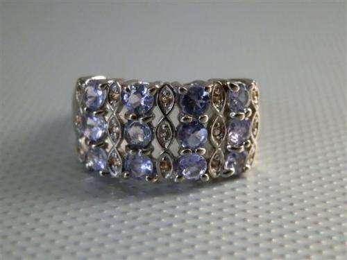 Alluring Solid Sterling Silver Natural Tanzanite and Sapphire Ring