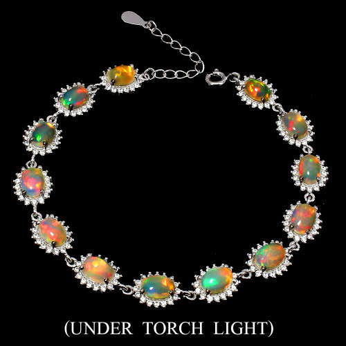 Astonishing Solid 925 Silver Opal Bracelet, 14k White Gold Plate Ensure no Tarnish or Colour Change.