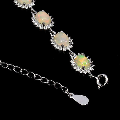 Astonishing Solid 925 Silver Opal Bracelet, 14k White Gold Plate Ensure no Tarnish or Colour Change.