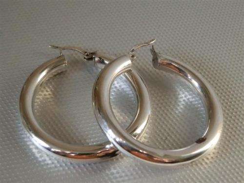 Stunning Solid Silver Tube Hoop Earrings - weight 9.50 g