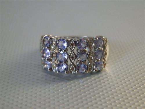 Alluring Solid Sterling Silver Natural Tanzanite and Sapphire Ring