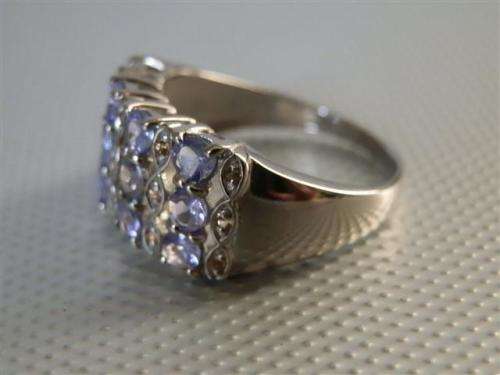 Alluring Solid Sterling Silver Natural Tanzanite and Sapphire Ring