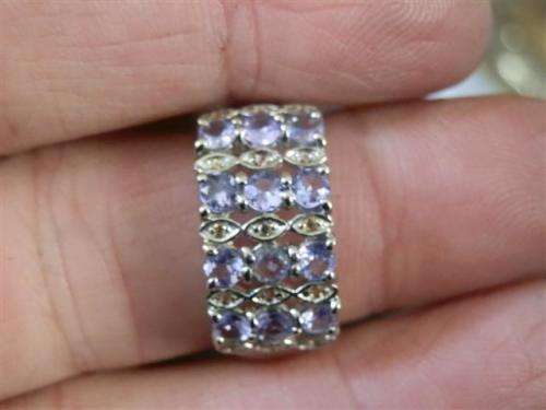 Alluring Solid Sterling Silver Natural Tanzanite and Sapphire Ring