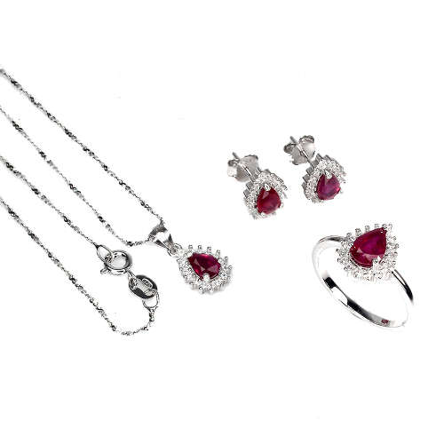 Stunning Solid 925 Silver Ruby Jewellery, 14k White Gold Plate Ensure no Tarnish or Colour change