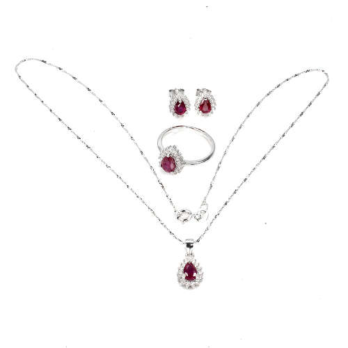 Stunning Solid 925 Silver Ruby Jewellery, 14k White Gold Plate Ensure no Tarnish or Colour change