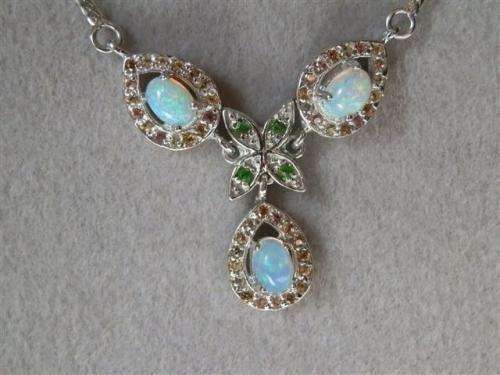 Exquisite Solid 925 Silver Opal Necklace, 14k White Gold Plate Ensure no Tarnish or Colour Change