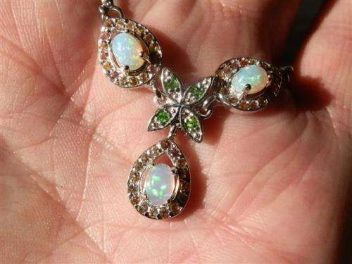 Exquisite Solid 925 Silver Opal Necklace, 14k White Gold Plate Ensure no Tarnish or Colour Change