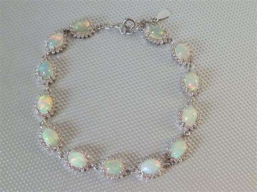 Astonishing Solid 925 Silver Opal Bracelet, 14k White Gold Plate Ensure no Tarnish or Colour Change.