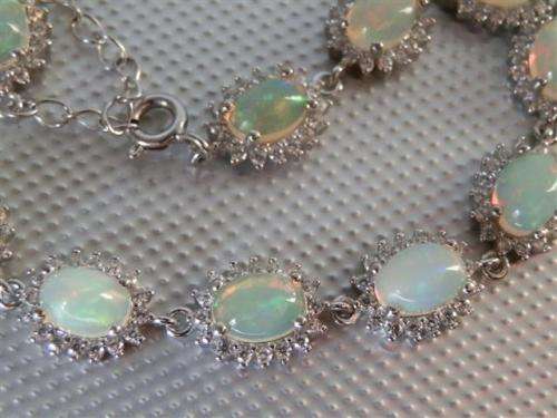 Astonishing Solid 925 Silver Opal Bracelet, 14k White Gold Plate Ensure no Tarnish or Colour Change.