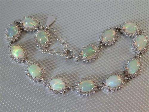 Astonishing Solid 925 Silver Opal Bracelet, 14k White Gold Plate Ensure no Tarnish or Colour Change.
