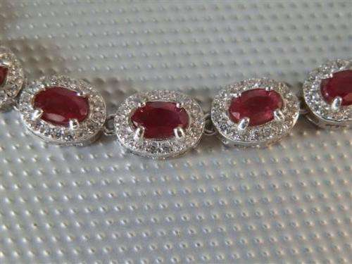 Marvelous Solid Sterling Silver Natural Top Blood Red Ruby Bracelet - weight 6.85 g