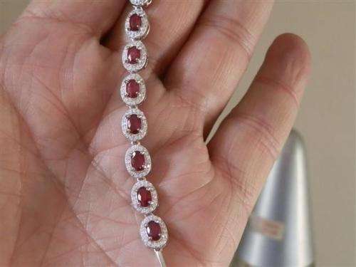 Marvelous Solid Sterling Silver Natural Top Blood Red Ruby Bracelet - weight 6.85 g