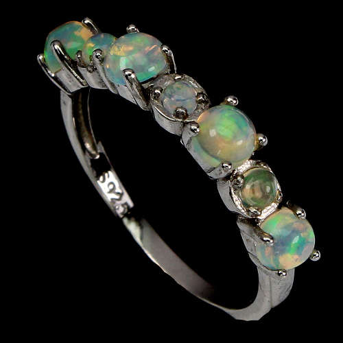 Alluring Earth Mined Opal Solid Sterling Silver 14 ct White Gold Ring