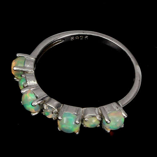 Alluring Earth Mined Opal Solid Sterling Silver 14 ct White Gold Ring