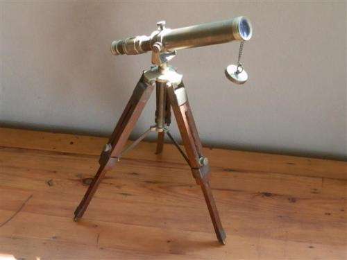 Old Brass Telescope on Wood and Brass Tripot Sales Sample - in perfect working condition