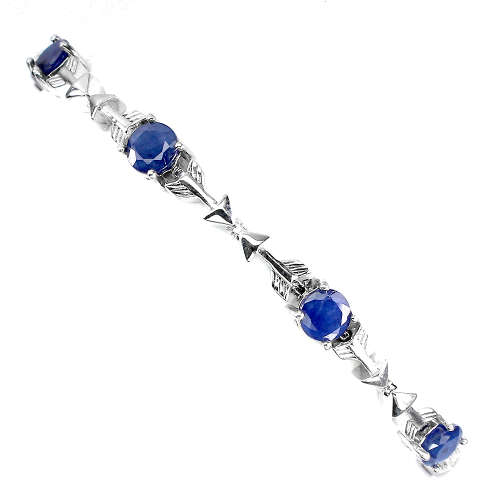 Exquisite Solid Sterling Silver Blue Sapphire Bracelet