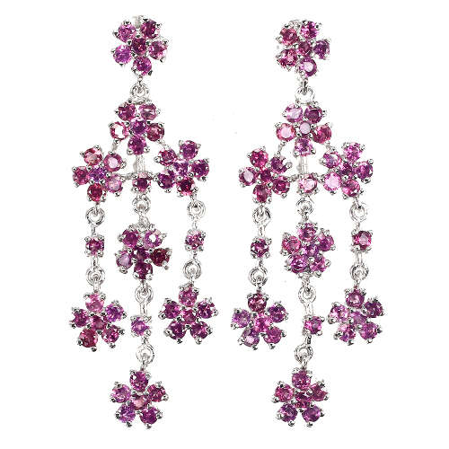 Heavy Earth Mined 6 ct Garnet Earrings Solid Sterling Silver 14 ct White Gold, no Tarnish