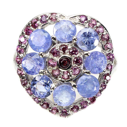 Fabulous Solid Sterling Silver Natural 2.32 ct Tanzanite Ring - weight 4.6 g