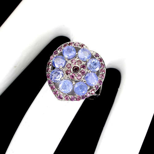 Fabulous Solid Sterling Silver Natural 2.32 ct Tanzanite Ring - weight 4.6 g