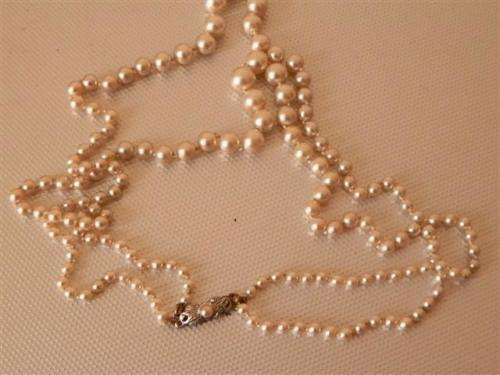 Elegant Vintage Double String Pearl Necklace with Solid Silver Clasp